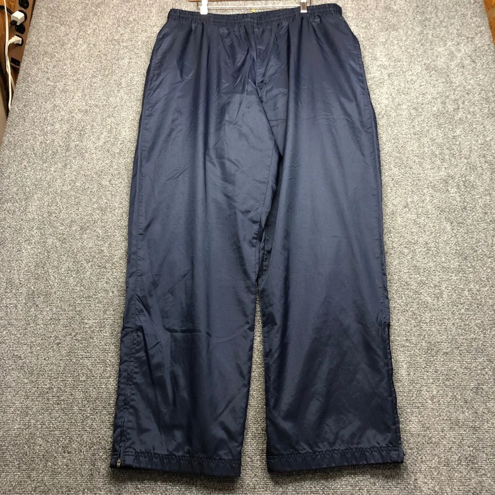Nike Mens XXL Navy Blue Nylon Track Pants Zipper Leg Lined Athletic